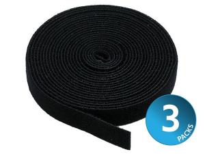 Monoprice 21887 Black Hook  Loop Fastening Tape - 3 Pack, 0.75