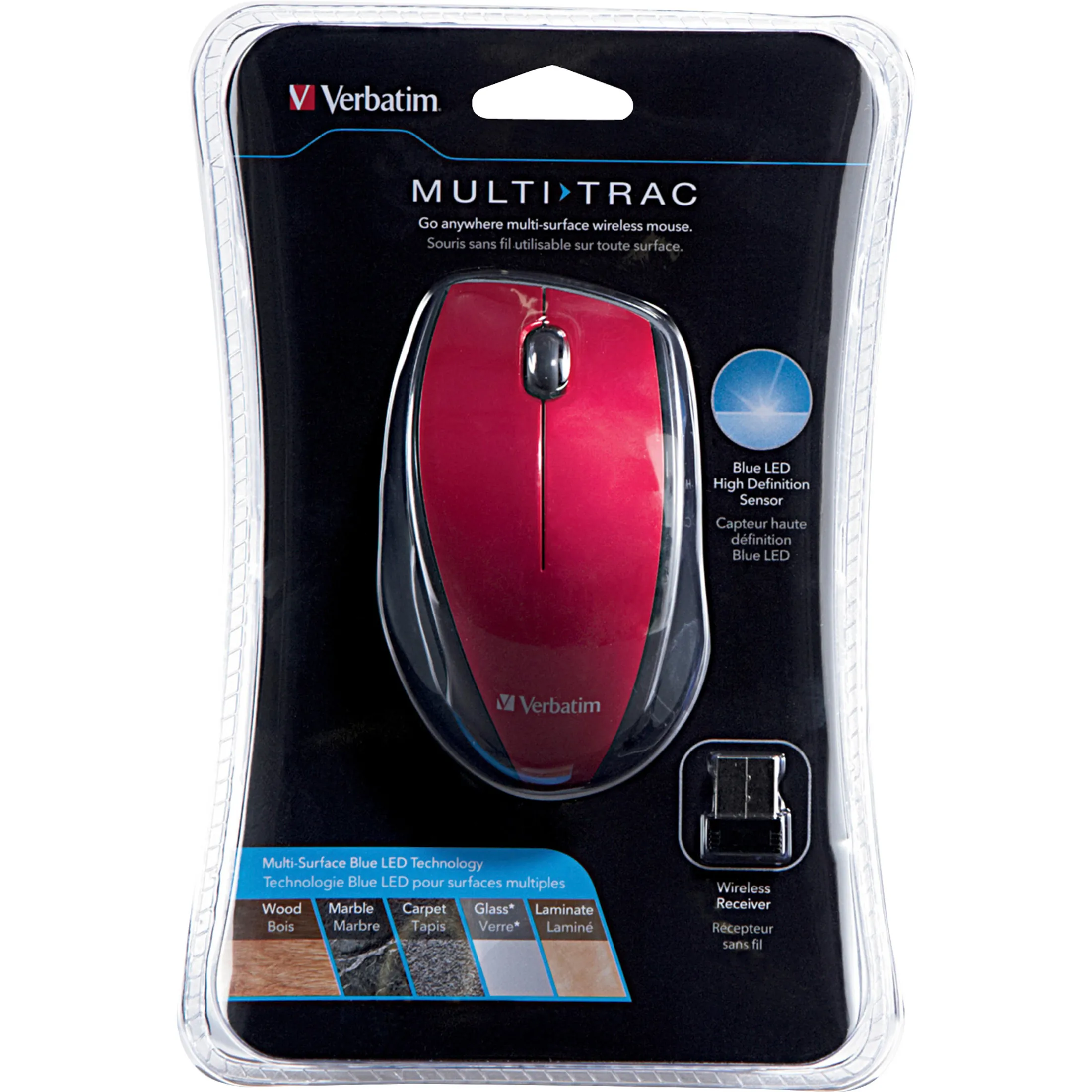 Verbatim 97995 Wireless Notebook Multi-trac Blue Led Mouse - Red - Blu