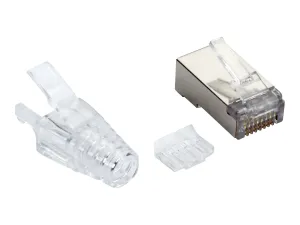 Black FMTP6AS-CL-100PAK Cat6a Modular Rj-45 Plugs Wboots, Solidstrande