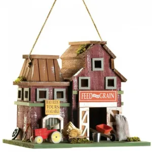 Songbird 14257S Farmstead Wooden Barnyard Birdhouse - Charming Garden 