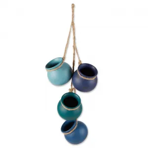 Accent 4506335 Elegant Blue Toned Hanging Pots For Home Decor