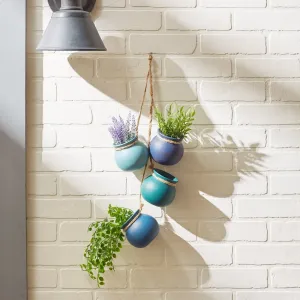 Accent 4506335 Elegant Blue Toned Hanging Pots For Home Decor