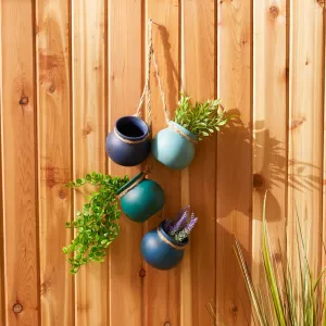 Accent 4506335 Elegant Blue Toned Hanging Pots For Home Decor