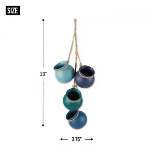 Accent 4506335 Elegant Blue Toned Hanging Pots For Home Decor