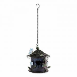 Accent 4506157 Charming Whimsical Blue Metal Birdhouse For Outdoor Dec