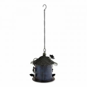 Accent 4506157 Charming Whimsical Blue Metal Birdhouse For Outdoor Dec