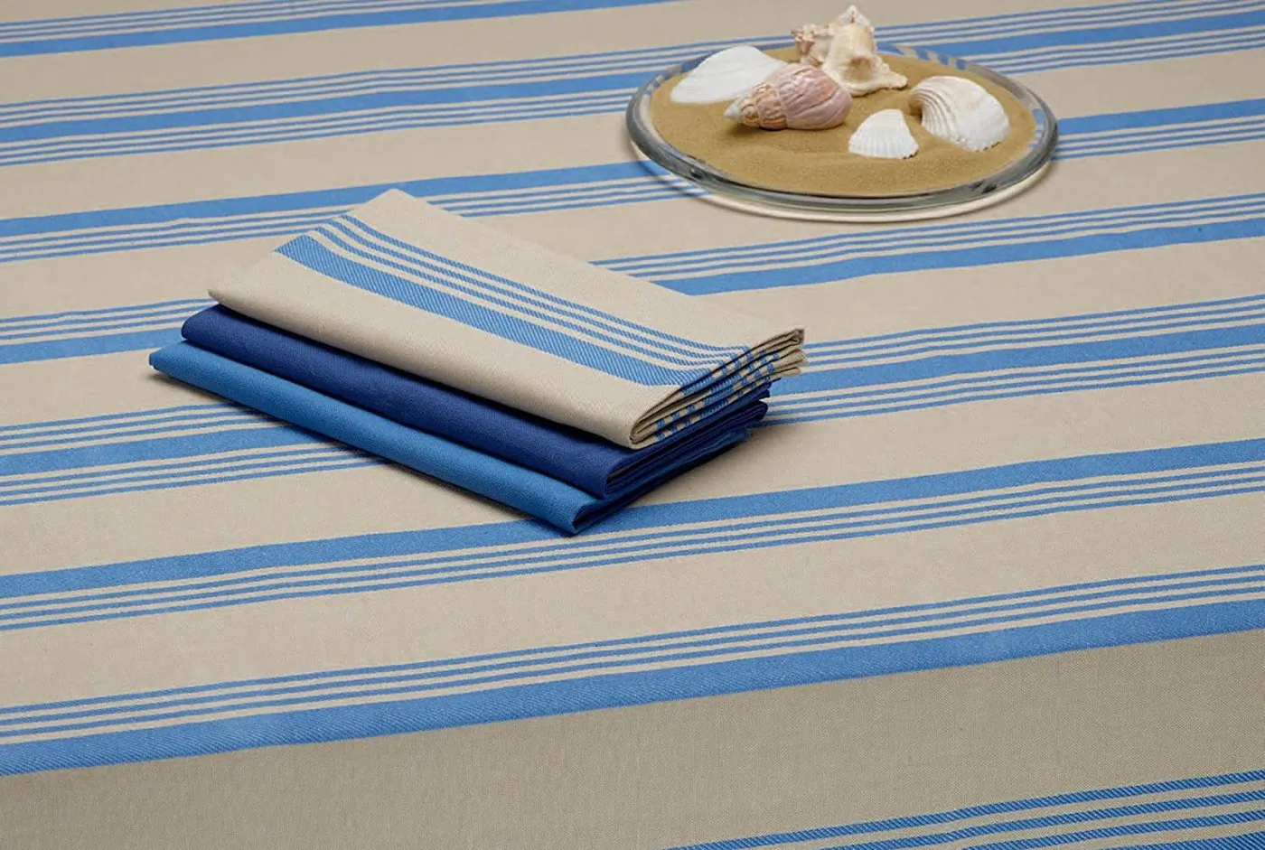 Dii CAMZ35900S Sailor Striped Tablecloth - 52 Inches Square