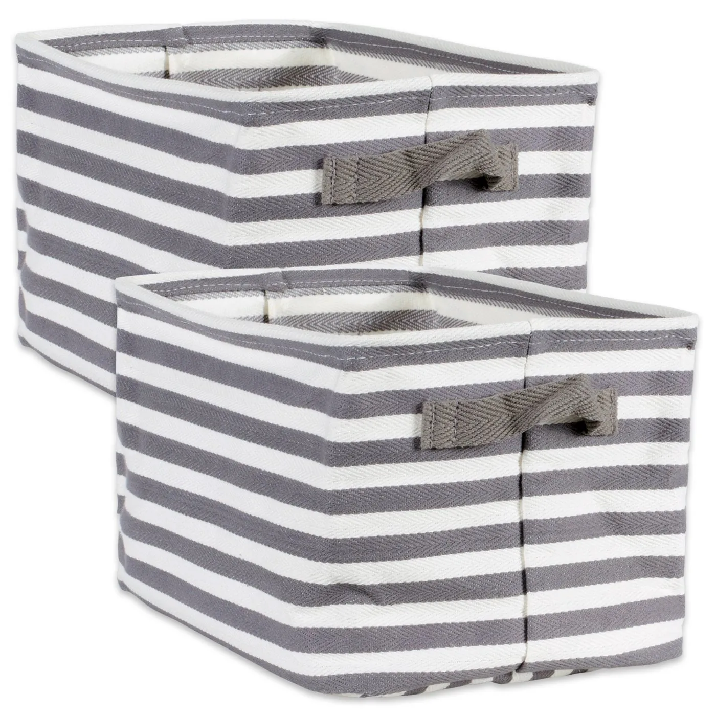 Dii CAMZ38435S Pe-coated Fabric Bin Set With Gray Stripes - 8 Inches