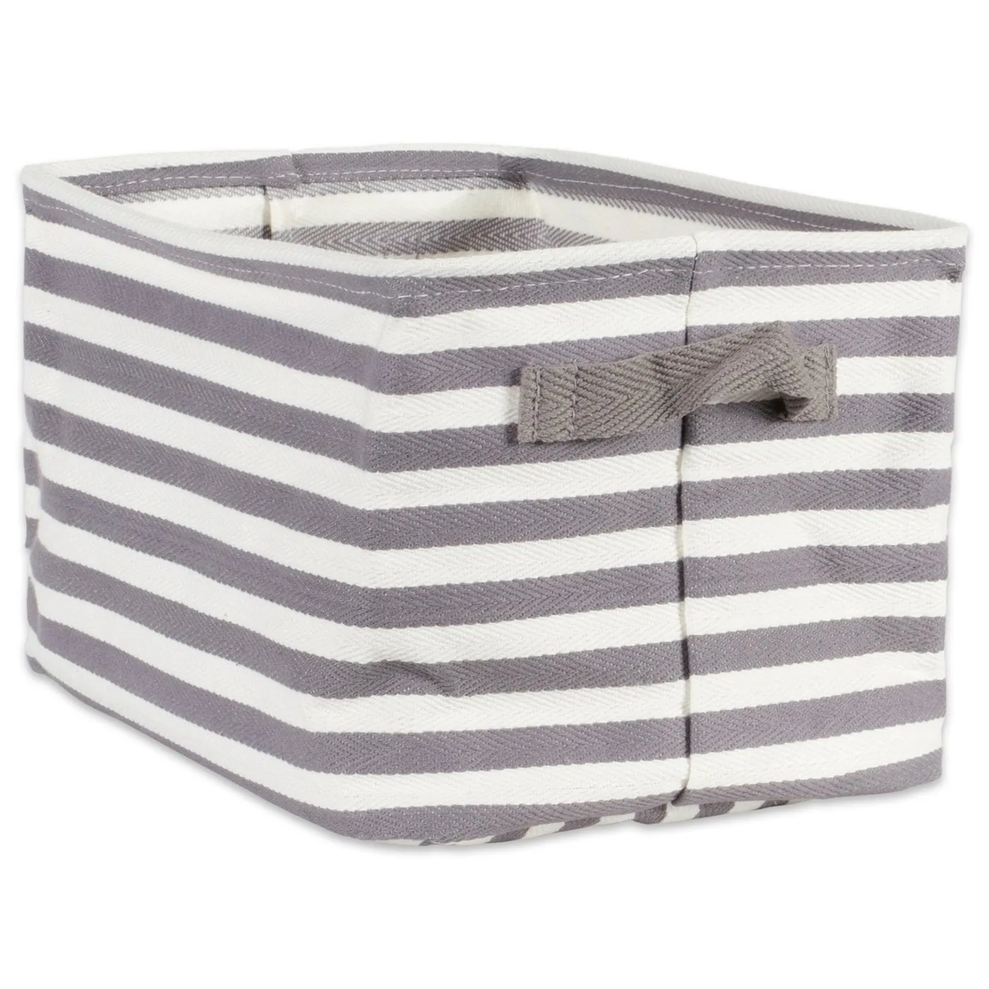 Dii CAMZ38435S Pe-coated Fabric Bin Set With Gray Stripes - 8 Inches