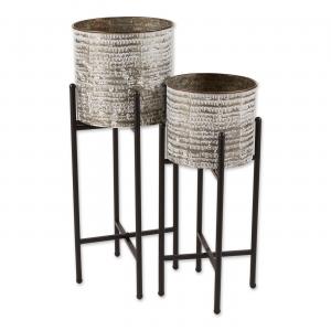 Accent 4506329 Galvanized Sheet Metal Rustic Plant Stand Set