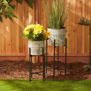 Accent 4506329 Galvanized Sheet Metal Rustic Plant Stand Set