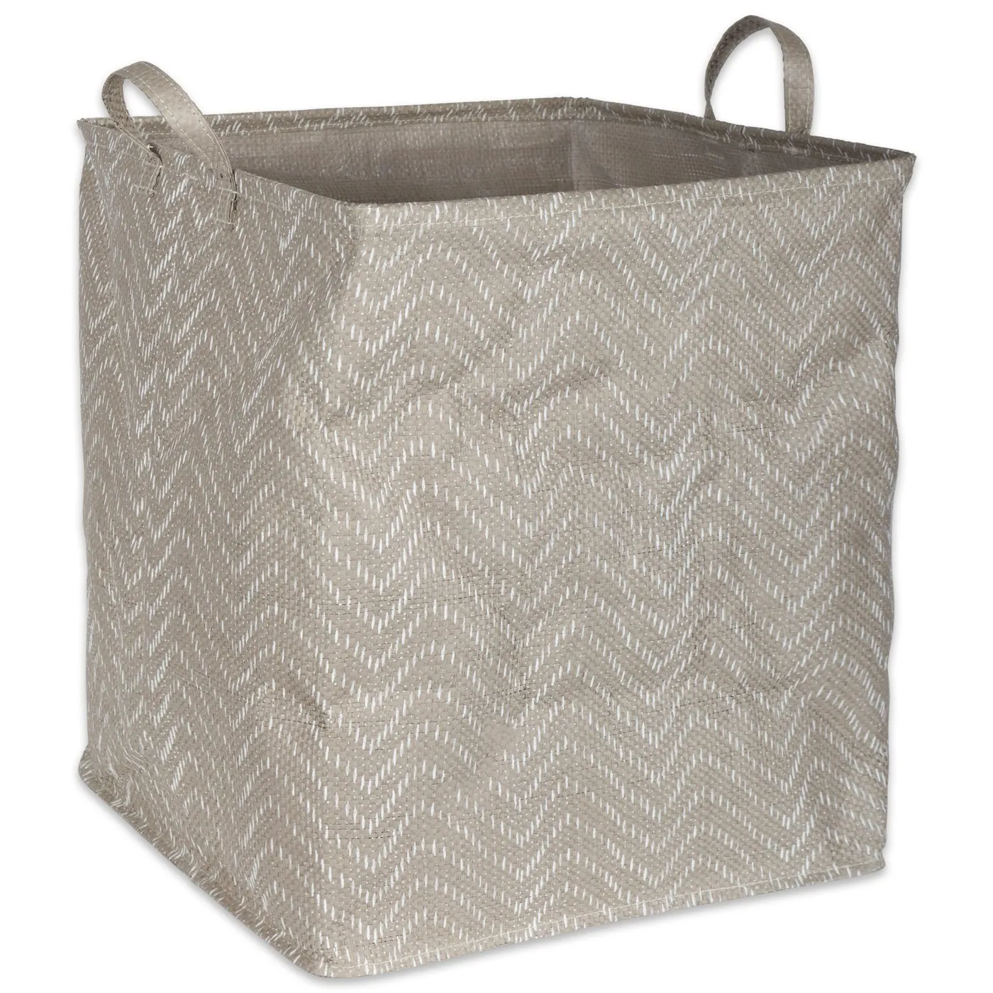 Dii CAMZ38376S Pe-coated Square Woven Paper Bin With Gray Chevrons - 1