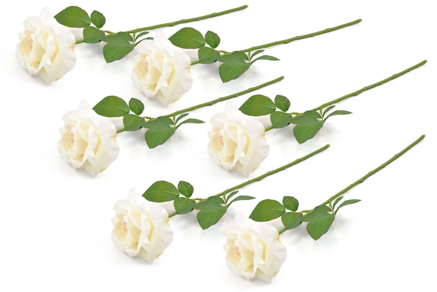 Dii CAMZ33644S Artificial Flowers - Set Of 6 Ivory Open Roses