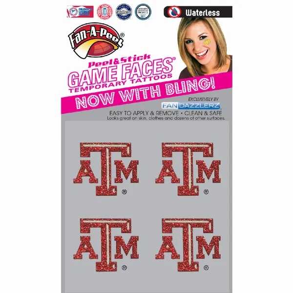 Innovative DZC69R TEXAS A&M Waterless Peel  Stick Temporary Tattoos Fa