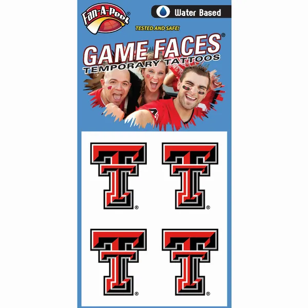 Innovative CB71R TEXAS TECH Fan-a-peel  Gamesfaces Water Tattoos (pack