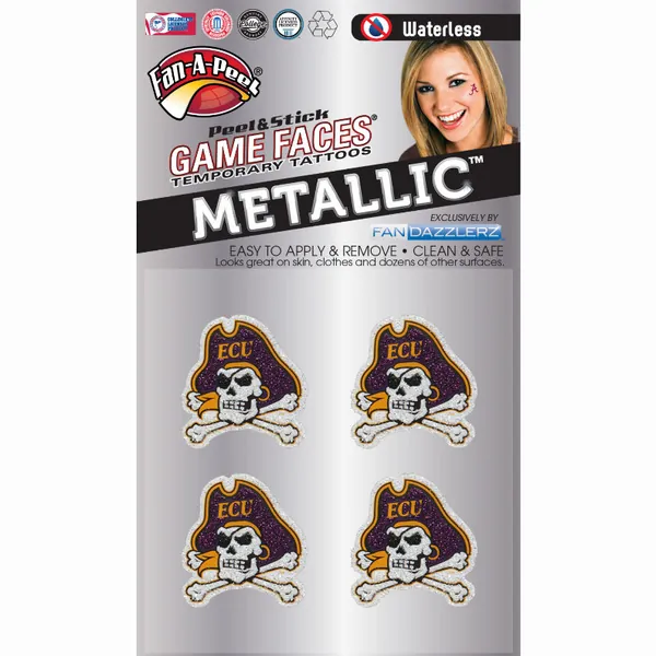 Innovative DZC43R EAST CAROLINA Waterless Peel  Stick Temporary Tattoo