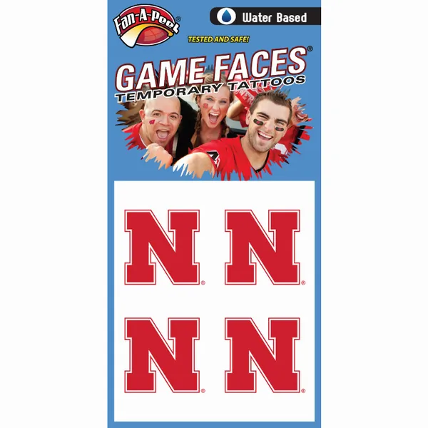 Innovative CH57R NEBRASKA Fan-a-peel  Gamesfaces Water Tattoos (pack O