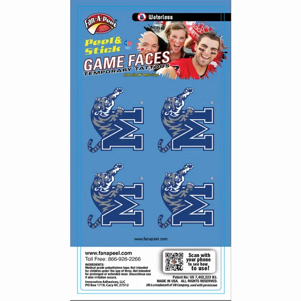 Innovative WCC156R MEMPHIS Waterless Peel  Stick Temporary Tattoos Fan