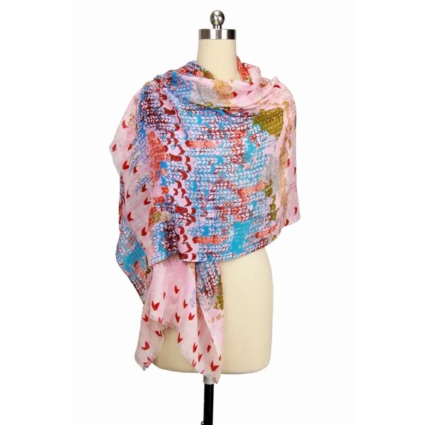 Saachiwholesale 119235 Mixed Print Wool Silk Scarf (pack Of 1)