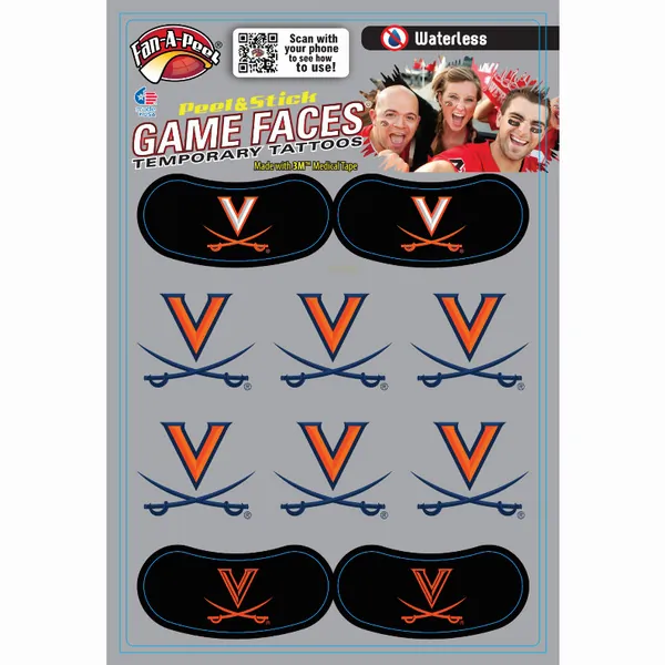 Innovative CPS75R VIRGINIA Waterless Peel  Stick Temporary Tattoos Fan