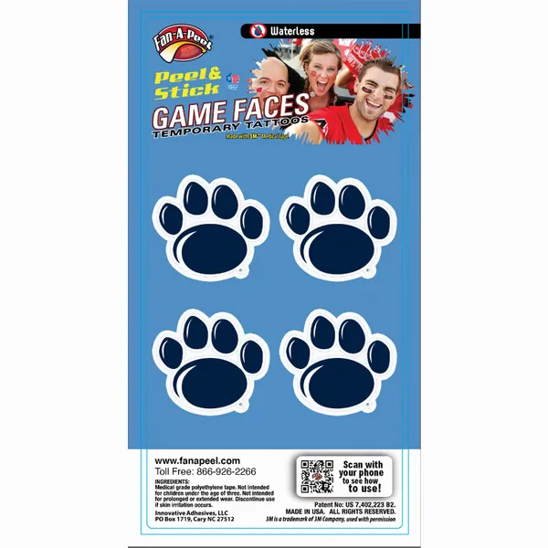 Innovative WCF36R PENN STATE Waterless Peel  Stick Temporary Tattoos F