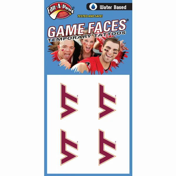 Innovative CF76R VIRGINIA TECH Fan-a-peel  Gamesfaces Water Tattoos (p