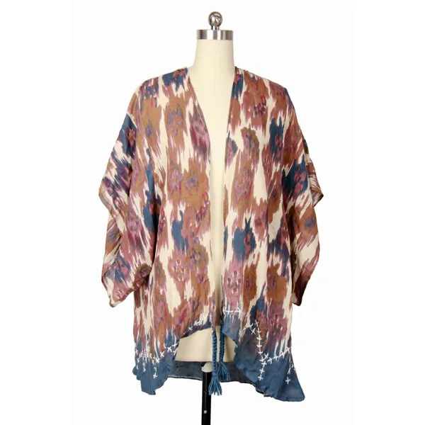 Saachiwholesale 805617 Multicolor Flame Stitch Kimono (pack Of 1)