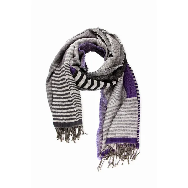 Saachiwholesale 130294 Multi Patched Striped Scarf (pack Of 1)