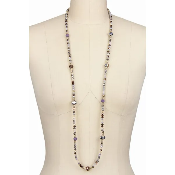 Saachiwholesale 608782 Long Mix Beaded Necklace (pack Of 1)