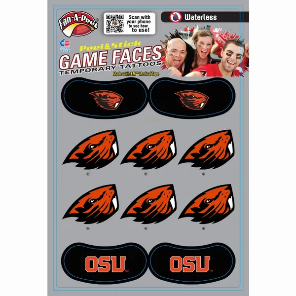 Innovative CPS184R OREGON STATE Waterless Peel  Stick Temporary Tattoo