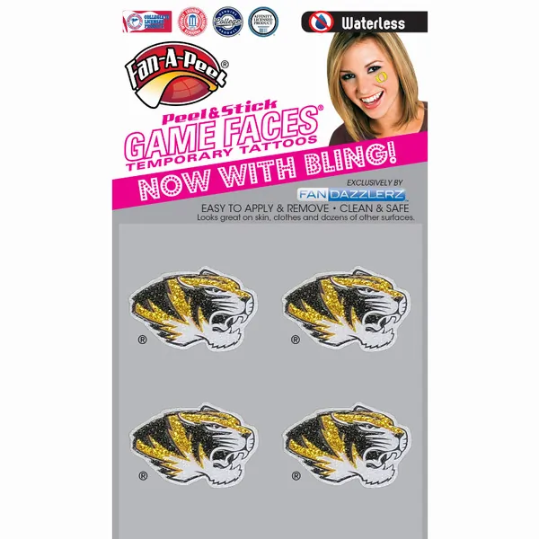 Innovative DZC96R MISSOURI Waterless Peel  Stick Temporary Tattoos Fan