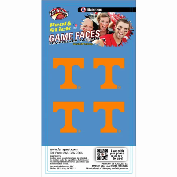 Innovative WCF67R TENNESSEE Waterless Peel  Stick Temporary Tattoos Fa