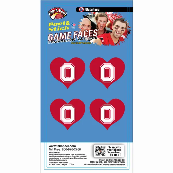 Innovative WCHRT19R OHIO STATE Waterless Peel  Stick Temporary Tattoos