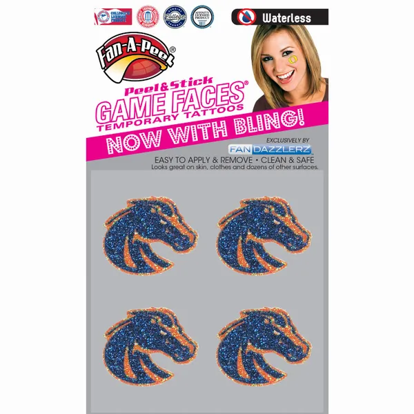 Innovative DZC114R BOISE STATE Waterless Peel  Stick Temporary Tattoos