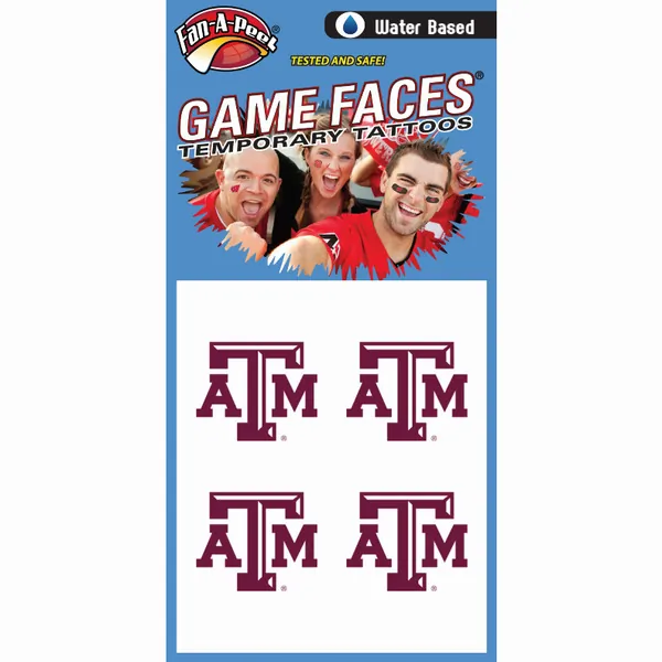 Innovative CF69R TEXAS A&M Fan-a-peel  Gamesfaces Water Tattoos (pack 