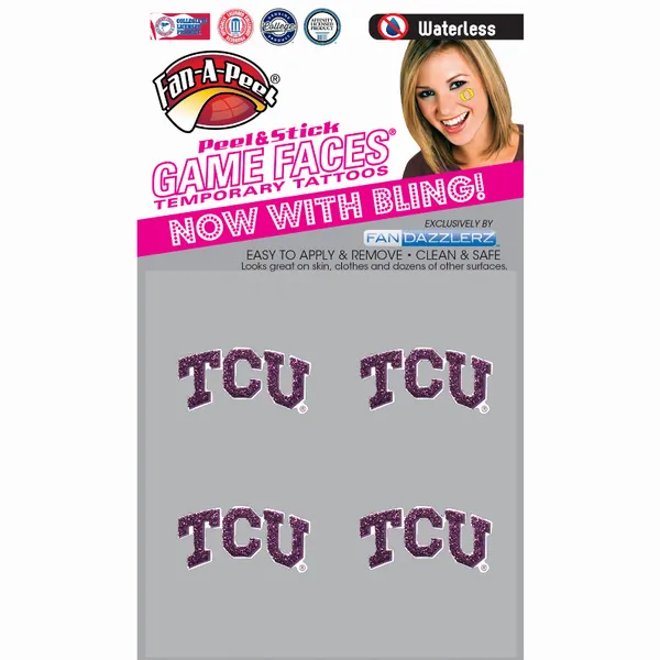 Innovative DZC70R TEXAS CHRISTIAN Waterless Peel  Stick Temporary Tatt