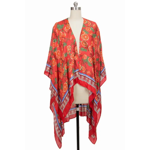 Saachiwholesale 806118 Orange Lemonade Summer Woven Kimono (pack Of 1)