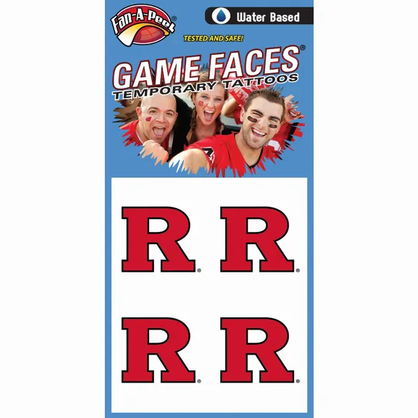 Innovative C277R RUTGERS Fan-a-peel  Gamesfaces Water Tattoos (pack Of