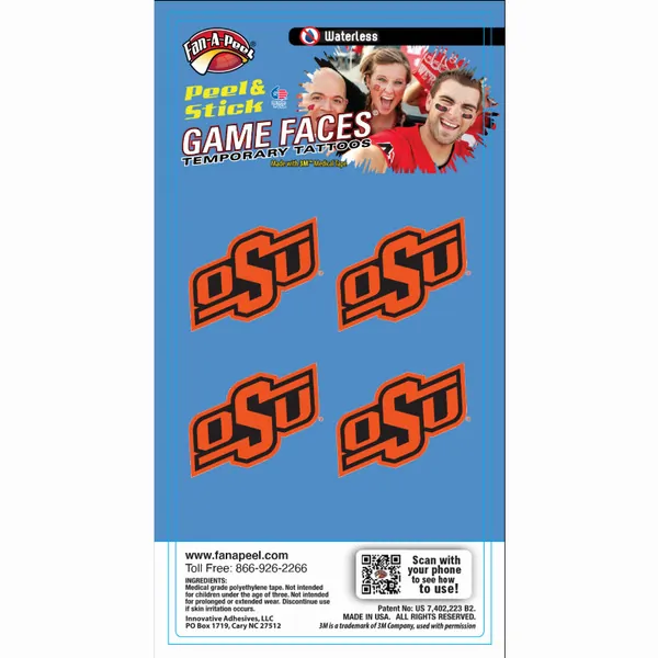 Innovative WCS61R OKLAHOMA STATE Waterless Peel  Stick Temporary Tatto