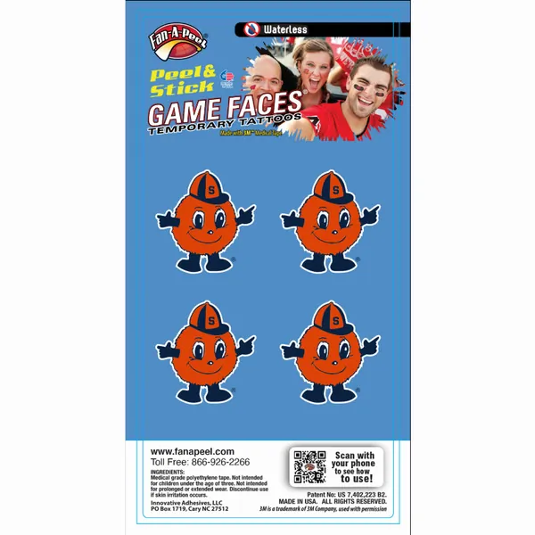 Innovative WCJ66R SYRACUSE Waterless Peel  Stick Temporary Tattoos Fan