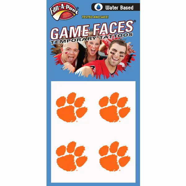 Innovative CB07R CLEMSON Fan-a-peel  Gamesfaces Water Tattoos (pack Of