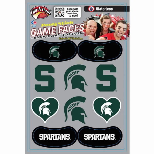 Innovative CPS80 MICHIGAN STATE Waterless Peel  Stick Temporary Tattoo