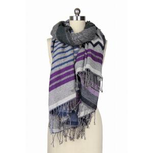 Saachiwholesale 130301 Mix Stripe Block Scarf (pack Of 1)