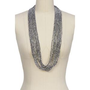 Saachiwholesale 606571 Multi Strand Silver Bead Long Necklace (pack Of