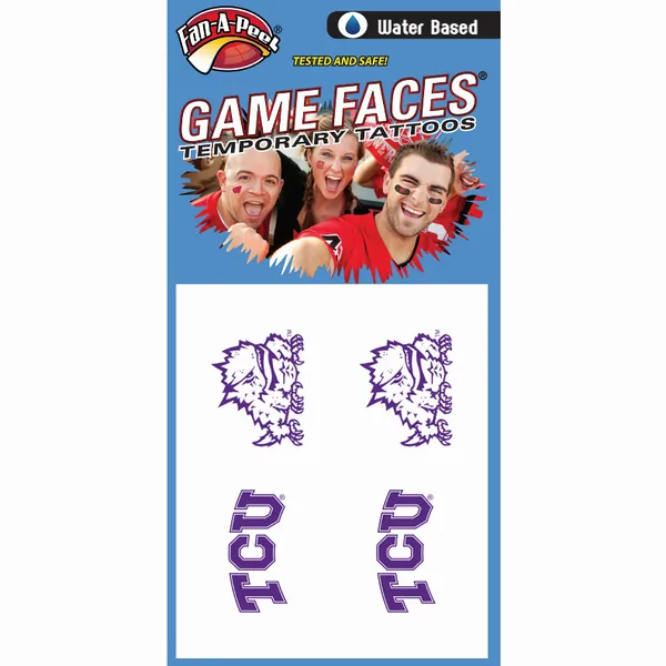 Innovative CH70R TEXAS CHRISTIAN Fan-a-peel  Gamesfaces Water Tattoos 