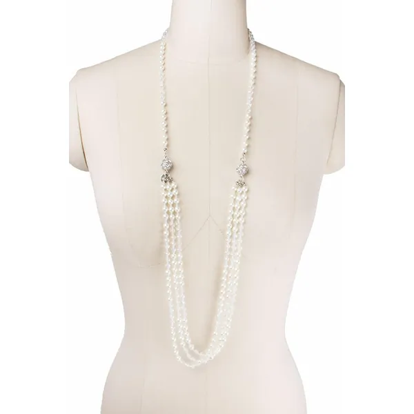 Saachiwholesale 618032 Pearl Crystal Detachable Necklace (pack Of 1)