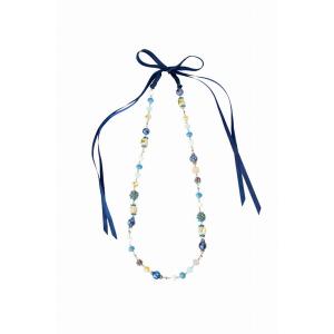 Saachiwholesale 608406 Multi Beaded Ribbon Necklace (pack Of 1)