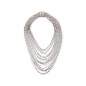 Saachiwholesale 608594 Pewter Multi Layer Chain Necklace (pack Of 1)