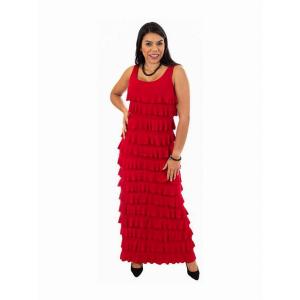 Island D211-R2 Ruffle Maxi Dress Sleeveless Solid Colors (pack Of 1)