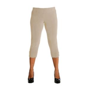 Island P001-BE5 Capri Length Legging. Three Button Trim At The Leg Ope